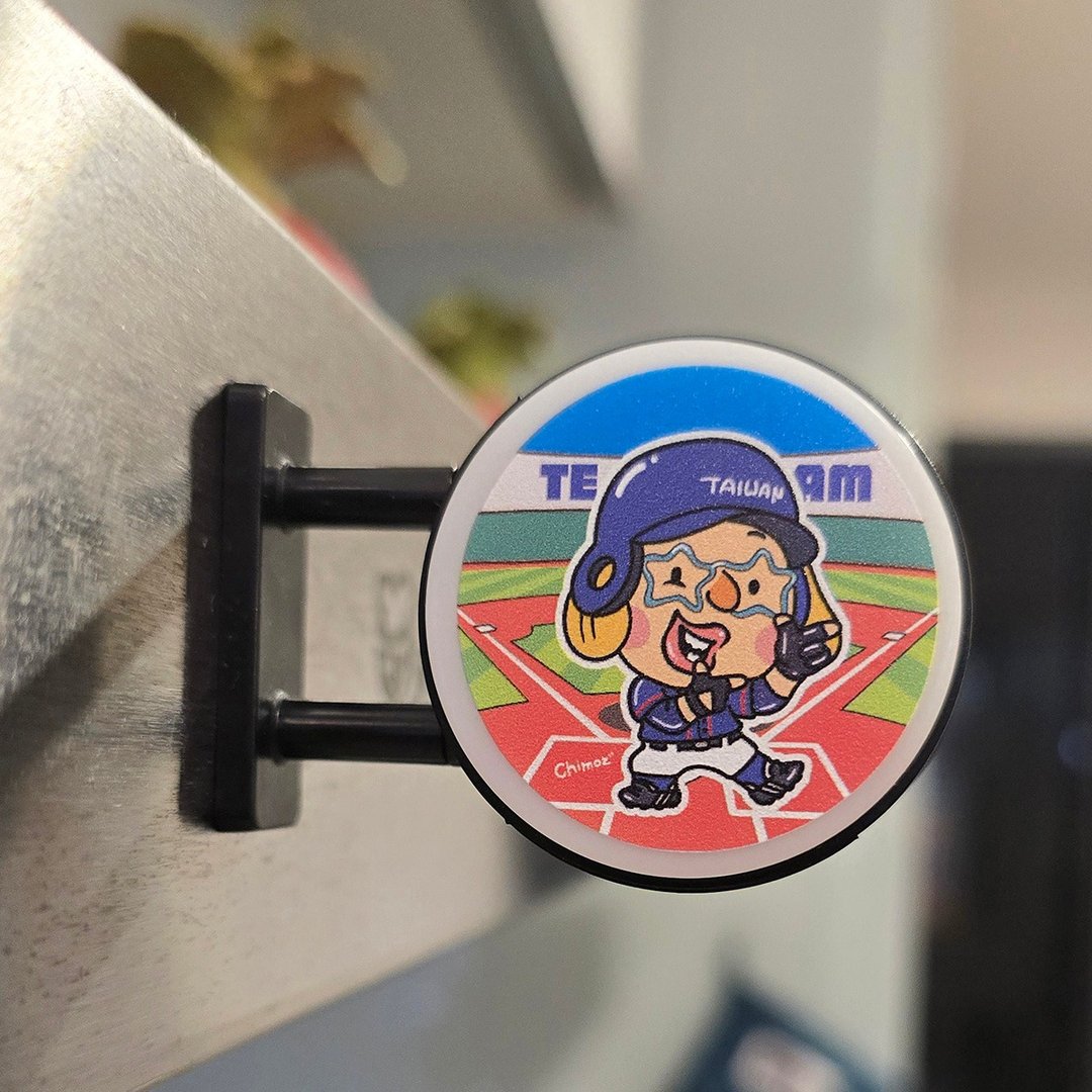 赤毛族 Team 棒球 LED 圆形磁吸小灯箱 疗愈应援小物 冰箱贴 - 冰箱贴/磁贴 - 塑料 蓝色