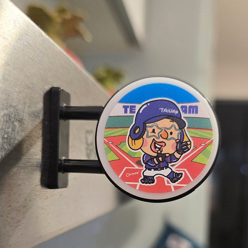 赤毛族 Team 棒球 LED 圆形磁吸小灯箱 疗愈应援小物 冰箱贴 - 冰箱贴/磁贴 - 塑料 蓝色