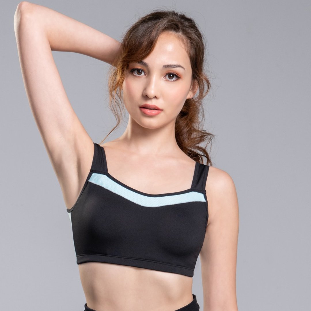 可兰霓Clany 台湾制吸湿排汗凉感 M-2XL运动内衣 时尚黑 6966-63 - 女装运动内衣 - 聚酯纤维 黑色