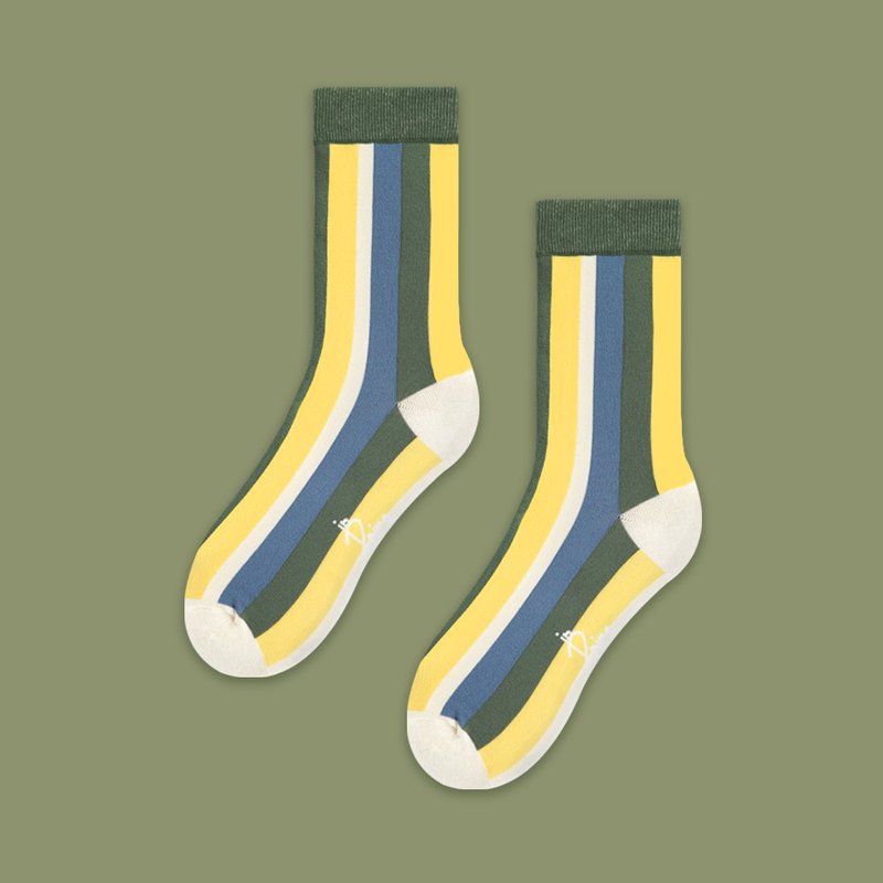 in Pairs | 直条纹-绿中筒袜 - 袜子 - 棉 多色