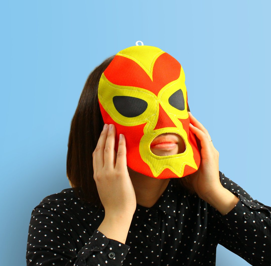 masked wrestler/red face towel - 手帕/方巾 - 聚酯纤维 红色