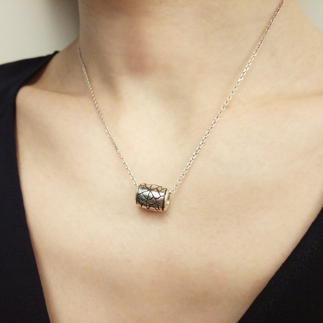 crack necklace_龟裂项链 | 925纯银 限量 设计师手作 - 项链 - 银 银色