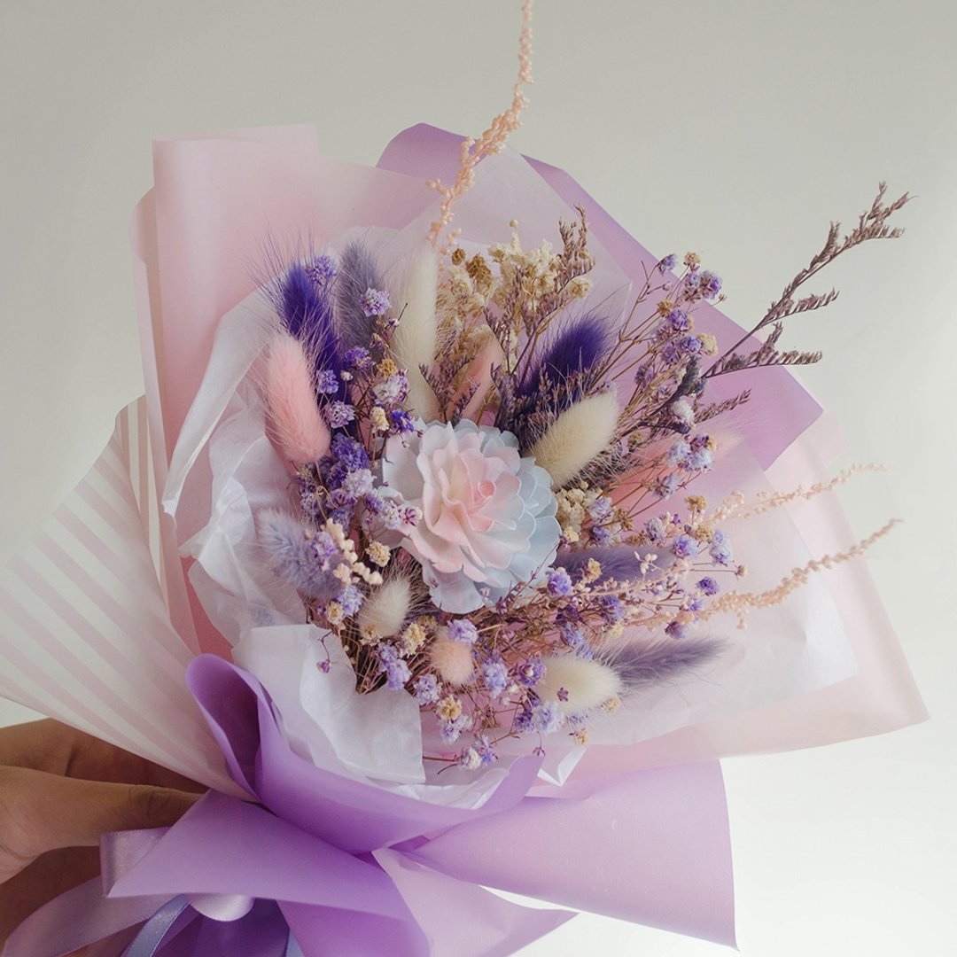 干燥花束【紫色梦境】蓪草乒乓菊花束 情人节 生日礼物 毕业花束 - 干燥花/捧花 - 植物．花 