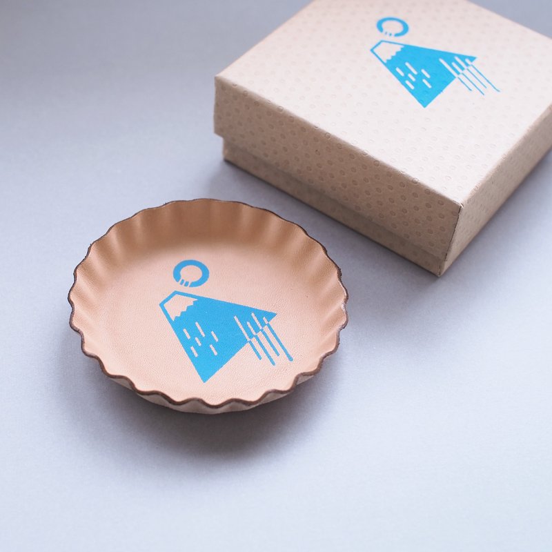 Fuji) real leather biscuit type accessory tray accessory gift box attaching - 摆饰 - 真皮 蓝色
