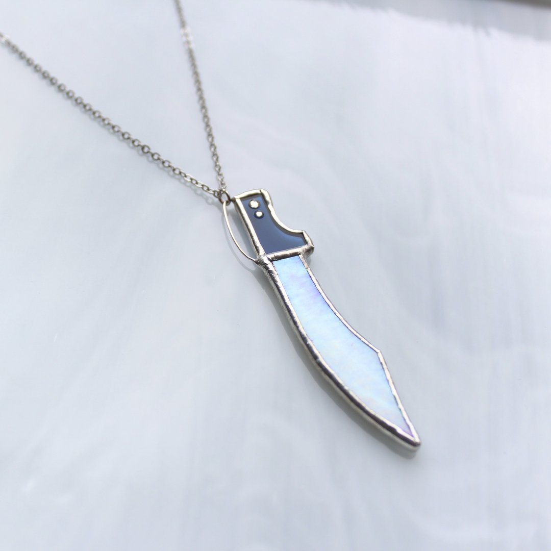 Stained glass necklace [pirate sword] - 项链 - 玻璃 蓝色