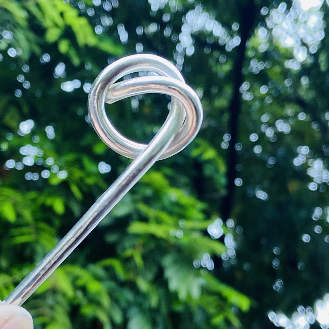 纯银 打结 同心结 发簪 S337 - 发饰 - 纯银 银色