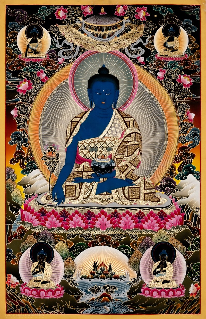 金色药师佛唐卡艺术 | 神圣治疗佛 - 墙贴/壁贴 - 其他材质 多色