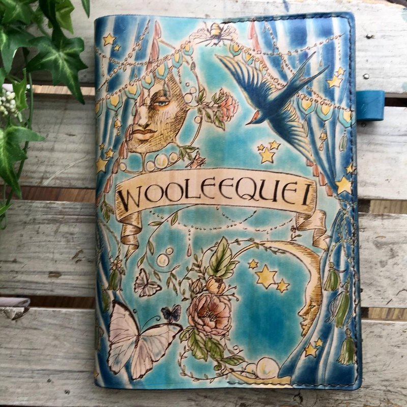 Resale Total hand-sewn Total hand-painted Genesis notebook cover Made-to-order - 笔记本/手帐 - 其他材质 蓝色