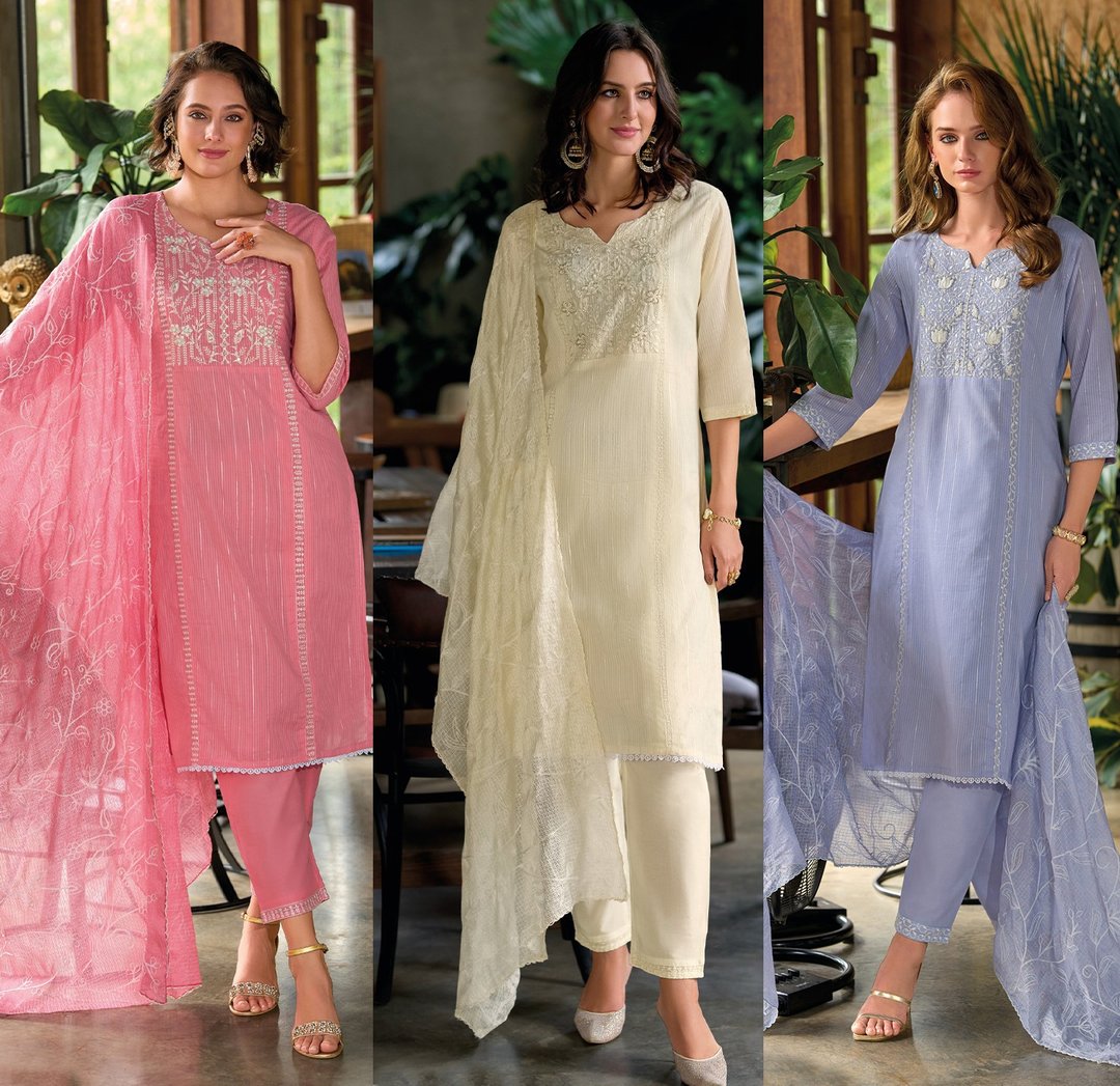 【印巴进口套装】重工刺绣钉珠/库塔三件套KURTA - 洋装/连衣裙 - 丝．绢 多色