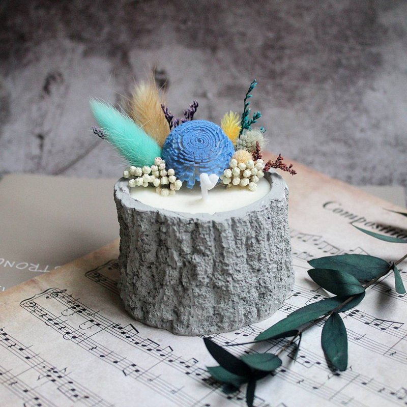 【在线DIY材料包】水泥盆干燥花香氛蜡烛 - 蜡烛/香氛/手工皂 - 蜡 