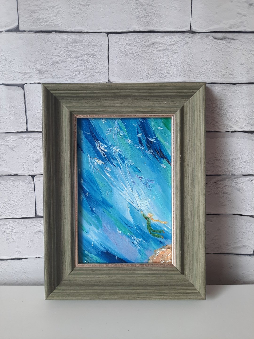 小王子油画 小油画 - 海报/装饰画/版画 - 木头 蓝色