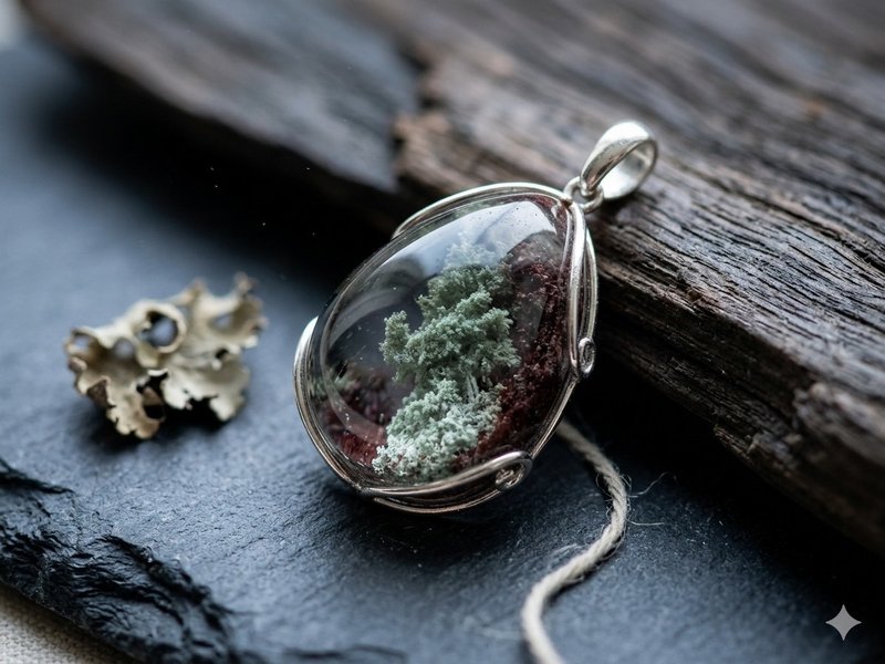 天然红绿幽灵水晶 S925 银饰 - 项链 - 水晶 