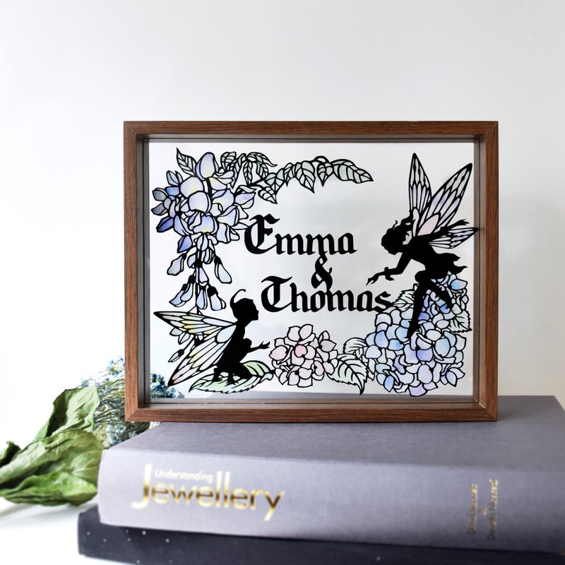 梦幻花仙子主题 // 简约手工定制化名字纸雕相框礼物 // 结婚礼物 - 画框/相框 - 纸 多色