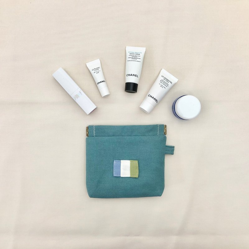 手作日常浪漫零钱包 小包 生日礼物 送礼 - 零钱包 - 棉．麻 蓝色