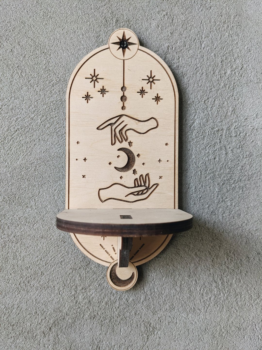 Small crystal shelf. Decorative wall shelf mystic / esoteric home gift - 置物架/篮子 - 木头 白色