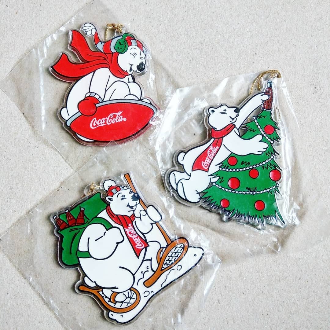 美国古董 1996年 Coca Cola经典北极熊系列圣诞节吊饰/圣诞树装饰 - 摆饰 - 压克力 白色