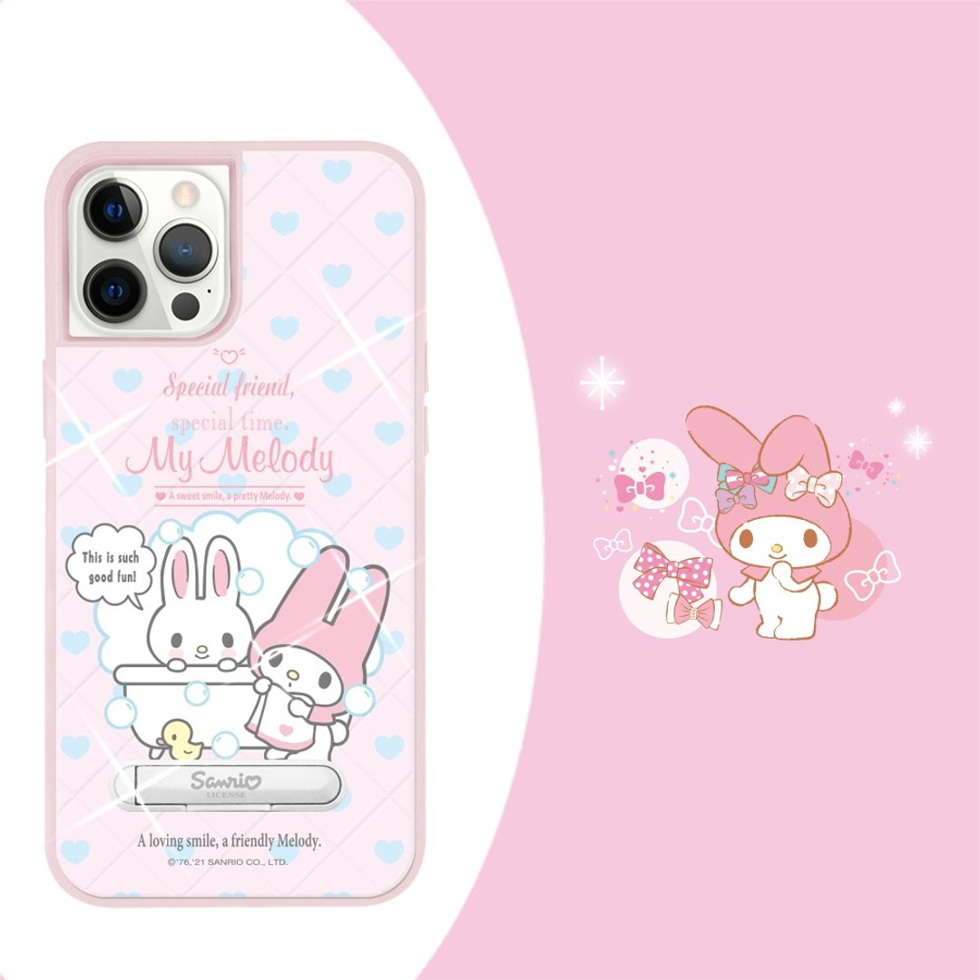 三丽鸥 iPhone 12 全系列 减震立架手机壳-沐浴美乐蒂 - 手机壳/手机套 - 其他材质 多色