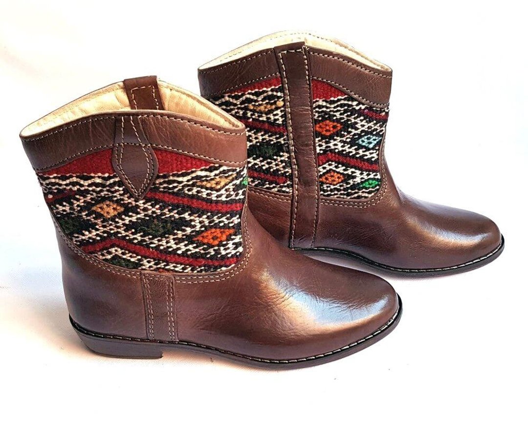 New promotional price 35% OFF * Moroccan kilim color short boots 39 - 女款短靴 - 棉 咖啡色