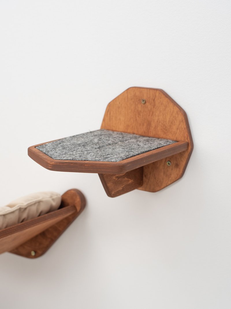 猫墙游戏家具、猫健身房墙、小猫猫主人礼物 - 抓板/跳台 - 木头 咖啡色