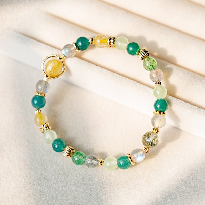 绿野仙踪 手链。钛晶 聚宝盆绿幽灵。招正偏财  领导决策力  避邪 - 手链/手环 - 水晶 绿色