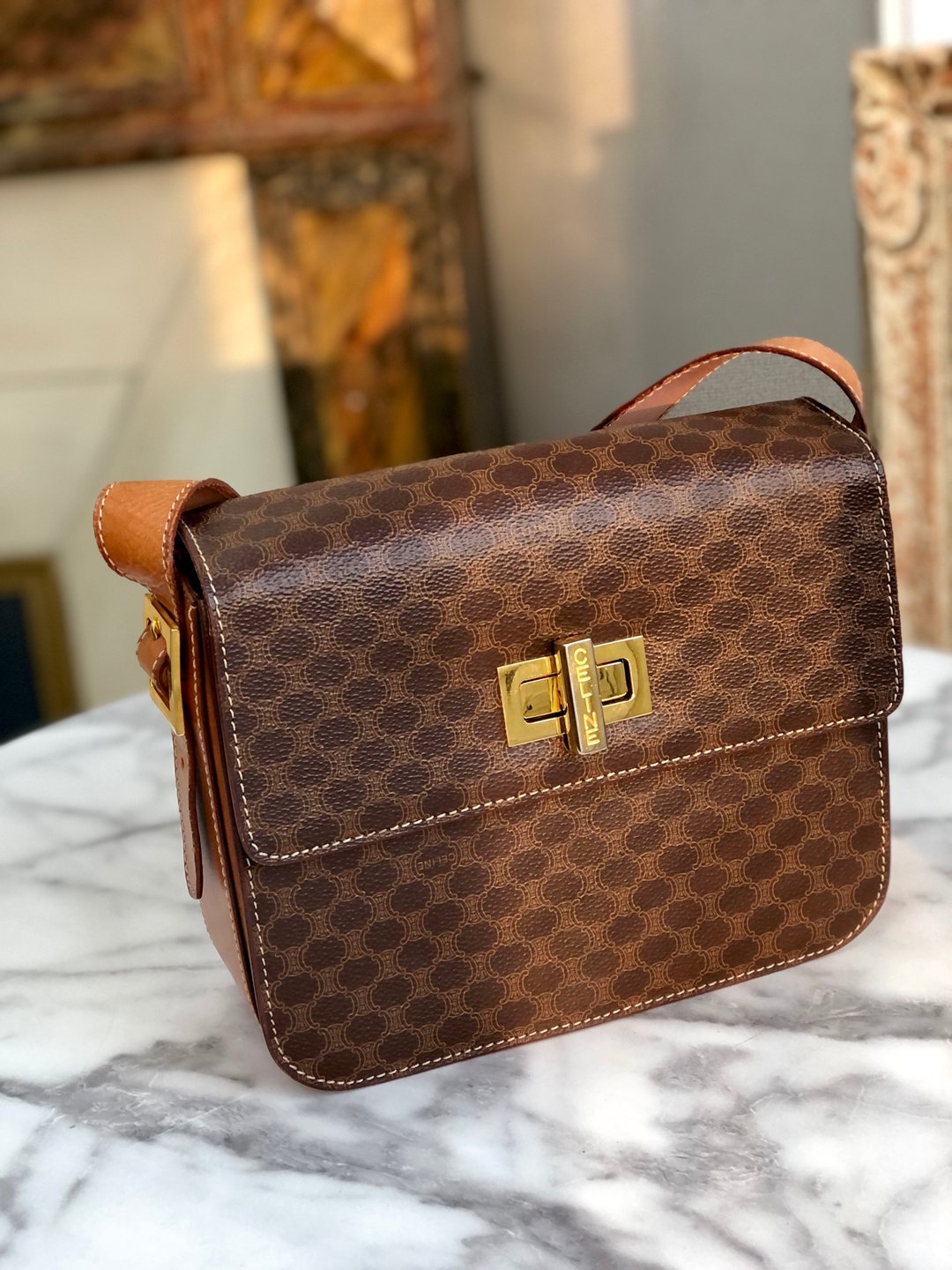 【 VintageShop solo 】CELINE Macadam  Crossbody Shoulder bag Brown Vintage 3rrk6a - 侧背包/斜挎包 - 其他材质 咖啡色