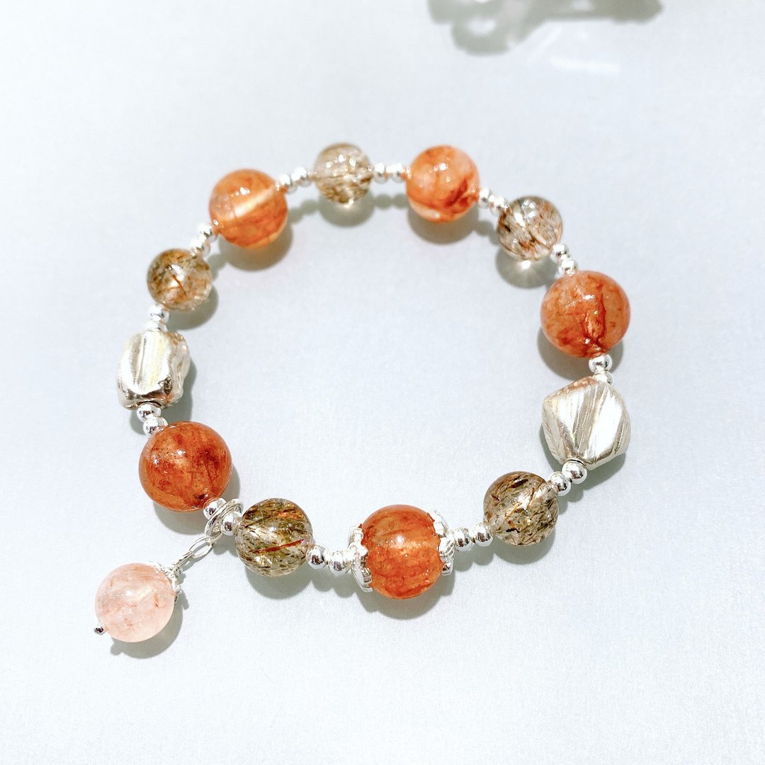 Ops black gold super seven bracelet -限定/黑金超七/纯银/胶花 - 手链/手环 - 宝石 红色