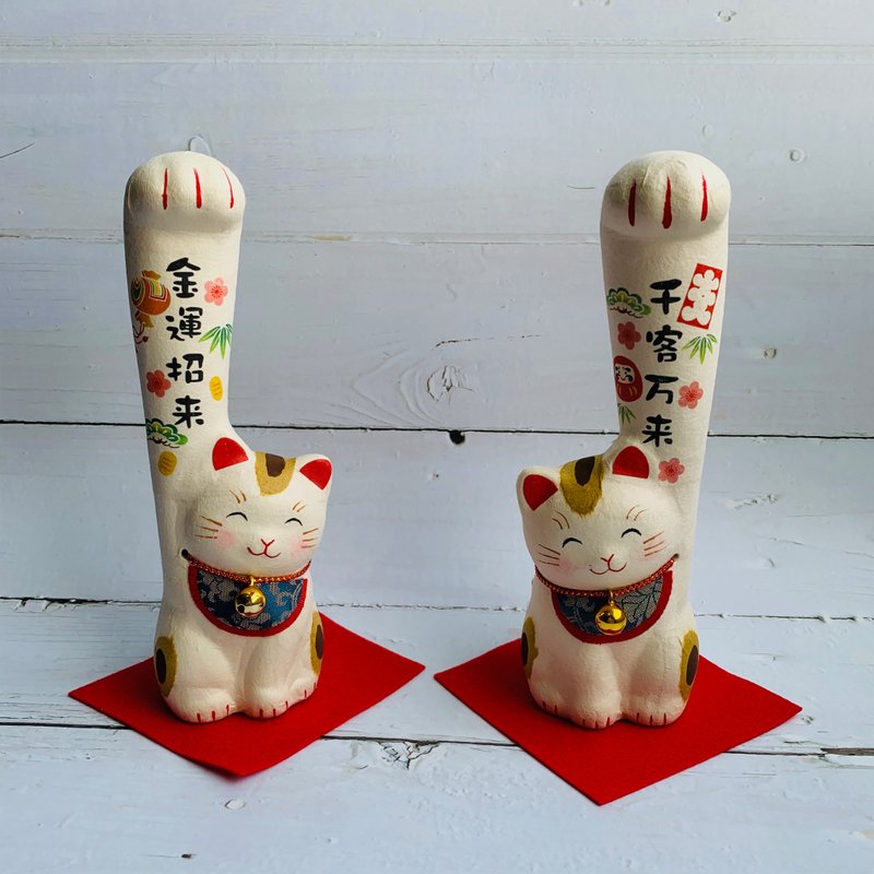 手长猫一对-和纸招财猫-千客万来与金运招来-中 - 其他家具 - 纸 