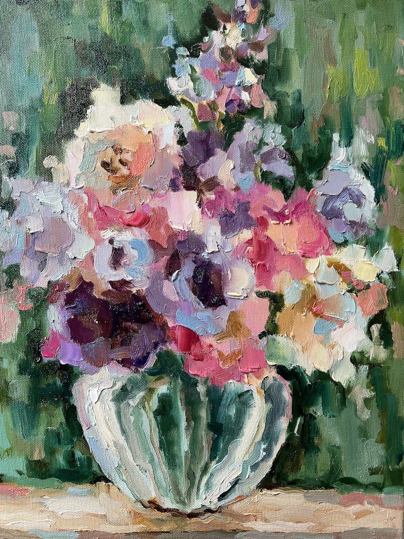 花卉画牡丹原创艺术牡丹厚涂画花卉抽象 - 墙贴/壁贴 - 其他材质 紫色