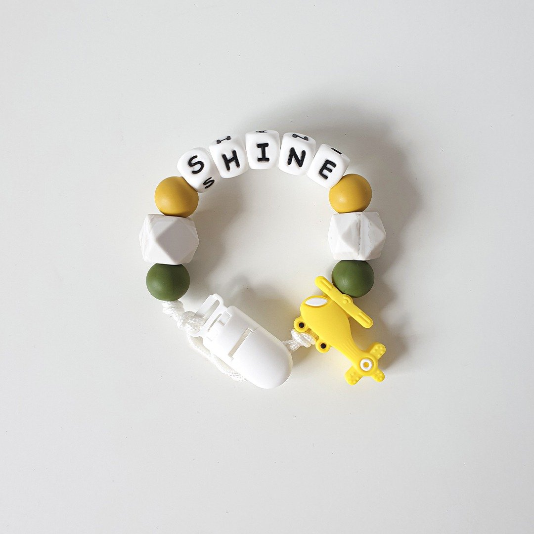 SHINE 直升机 奶嘴链夹 / 定制化奶嘴链 可套香草奶嘴 (27cm - 玩具/玩偶 - 其他材质 