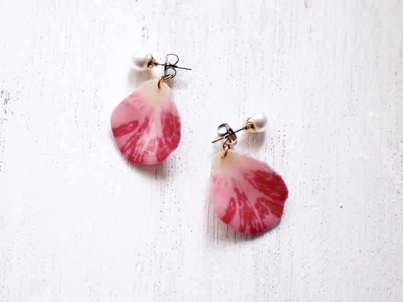 Dance of Rose (Pink Flash) Earrings / Clip-On - 耳环/耳夹 - 其他材质 粉红色