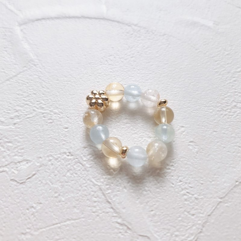 春日暖阳 天然晶石尾戒(7A黄水晶.海蓝宝.黄水晶)招财.乐观自信 - 戒指 - 水晶 黄色