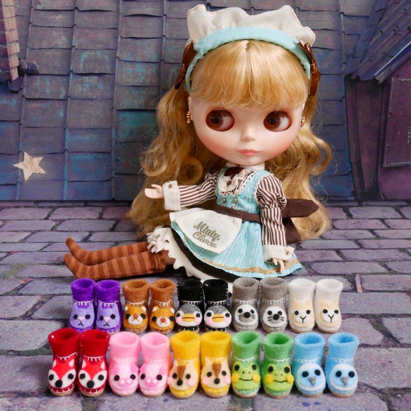 手作娃鞋 Blythe 小布娃娃 动物短靴 - 玩偶/公仔 - 其他材质 多色