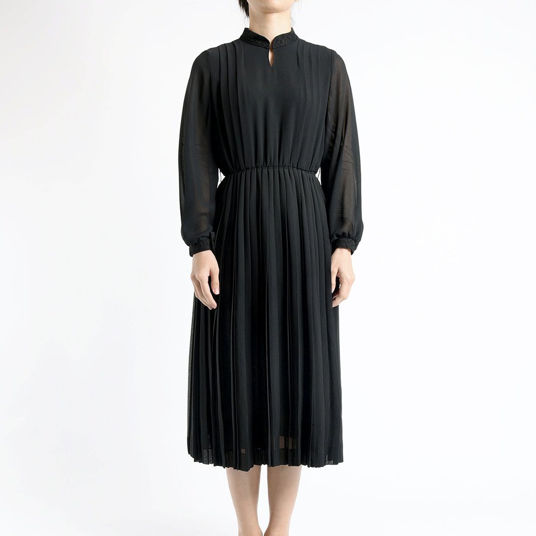 古着洋装 / 日本洋装 / Vintage Dress - 洋装/连衣裙 - 聚酯纤维 黑色
