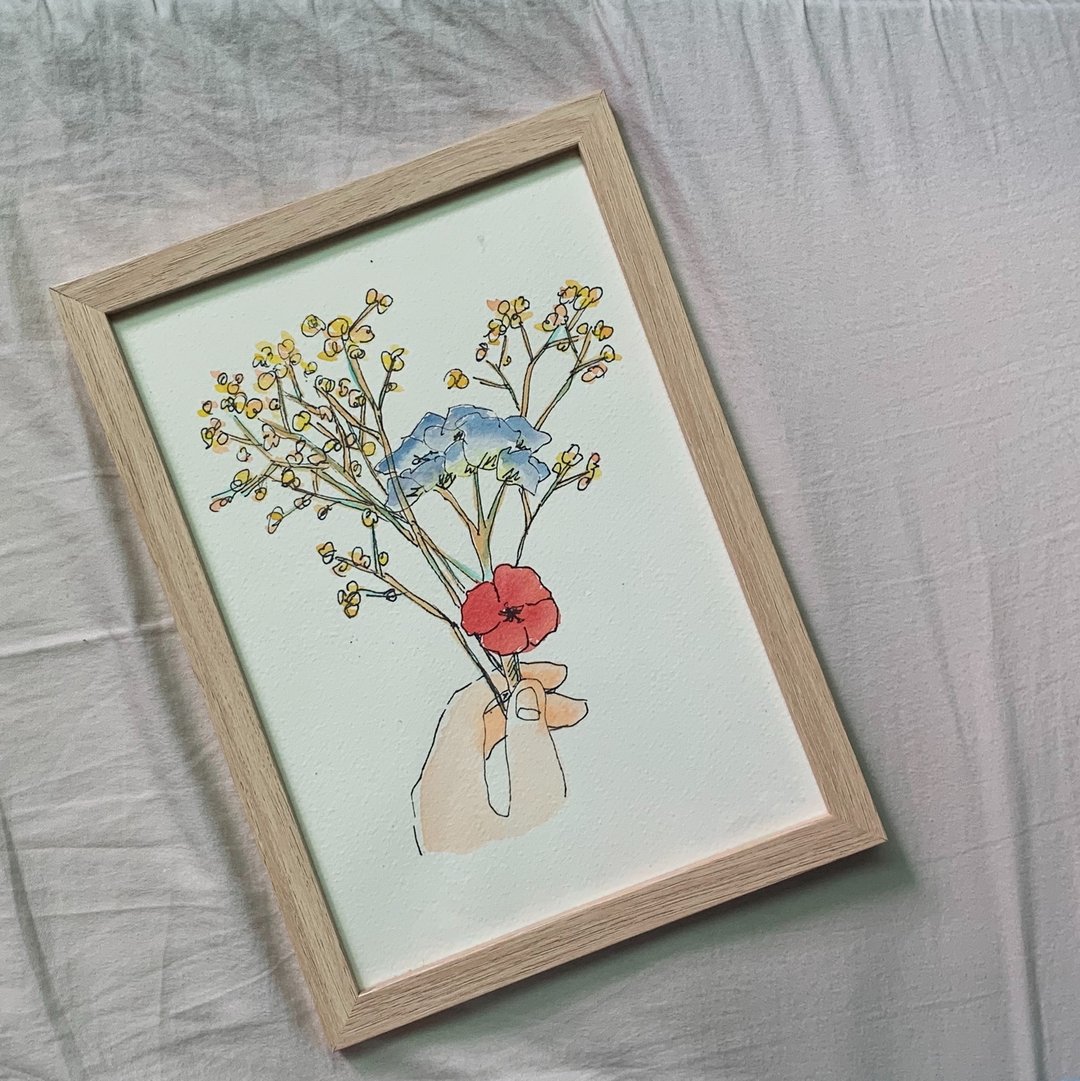 花与树01/手绘艺术插画 居家装饰挂画 小尺寸 生日礼物 送礼 含框 - 海报/装饰画/版画 - 纸 白色
