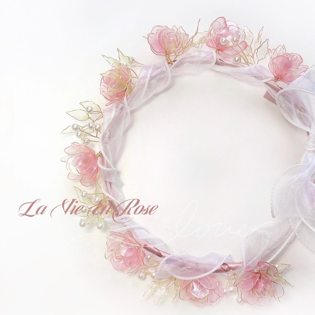 la vie en rose 花冠 新娘头饰 - 发饰 - 其他材质 粉红色