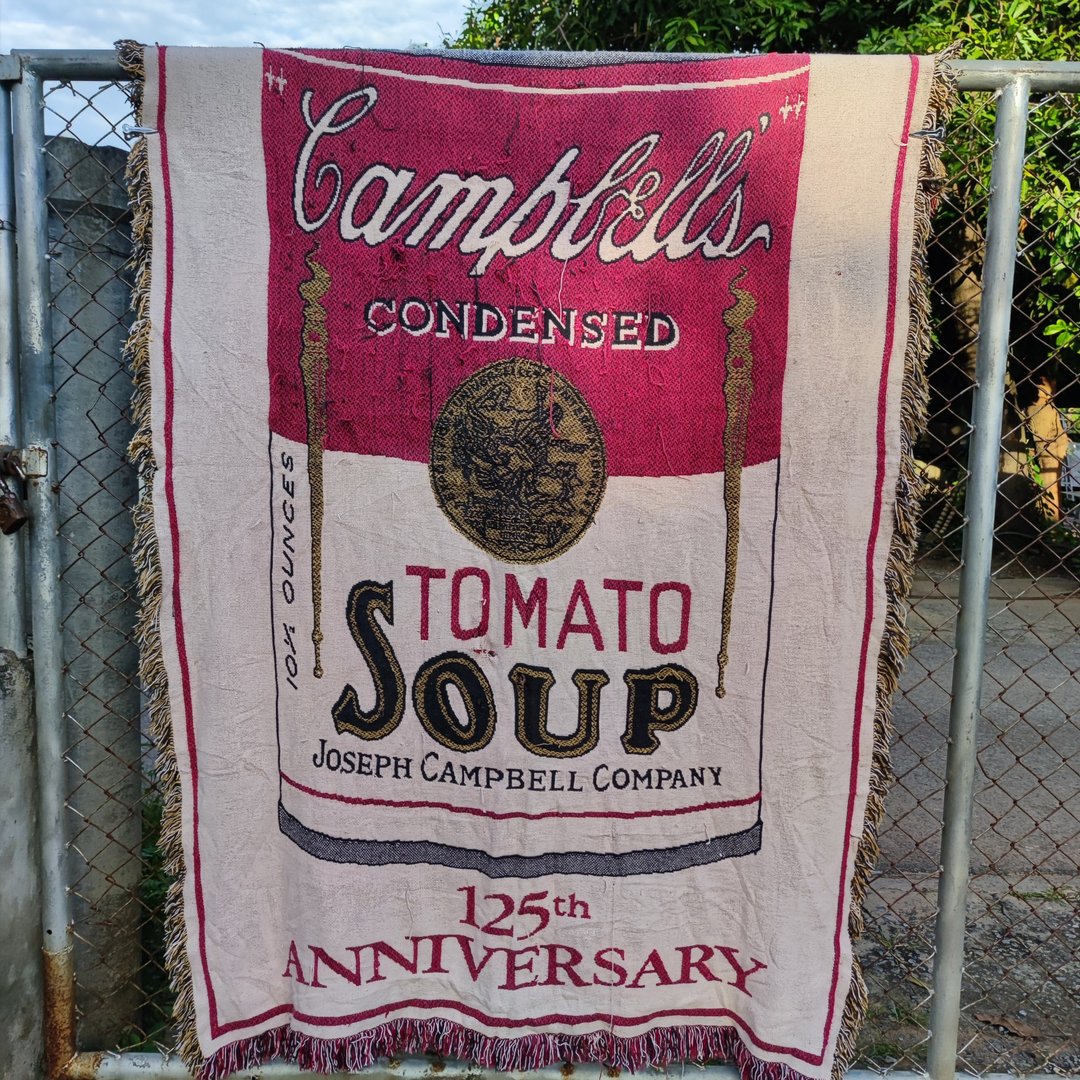 复古编织地毯 Campbell's Soup 125 周年纪念毛毯 - 地垫/地毯 - 棉 红色