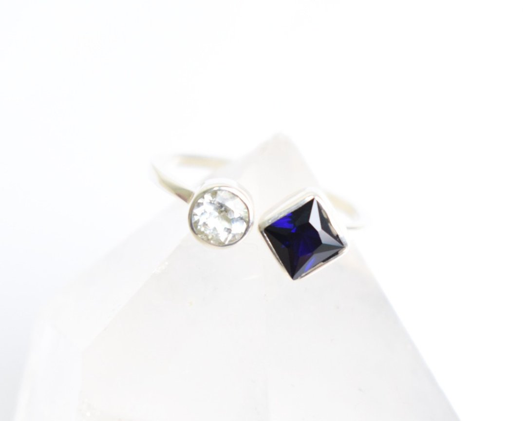 Sapphire and aquamarine Silver ring Silver925 - 戒指 - 纯银 蓝色