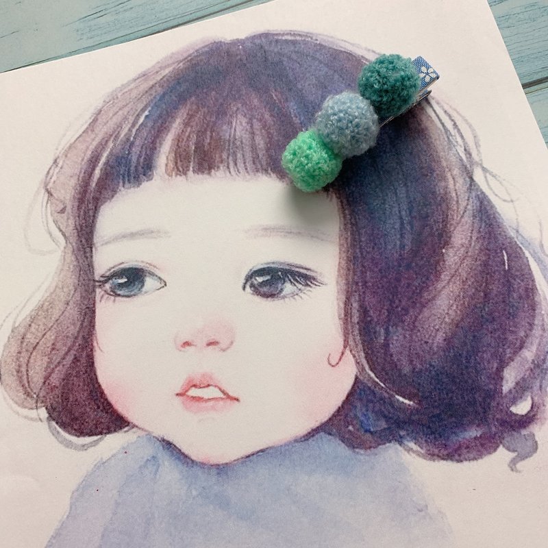 W&C手作 ||小毛球儿|| 苇叶绿 天蓝 绿松石  发夹 - 发饰 - 其他材质 多色