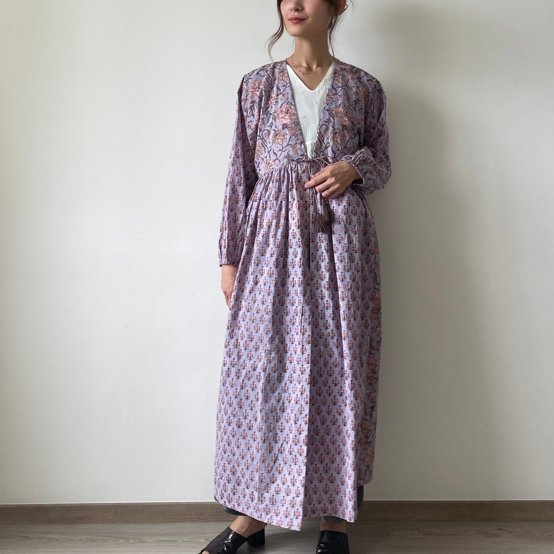 Gown / Length 128cm • • • Purple &amp; Brown - 洋装/连衣裙 - 棉 紫色