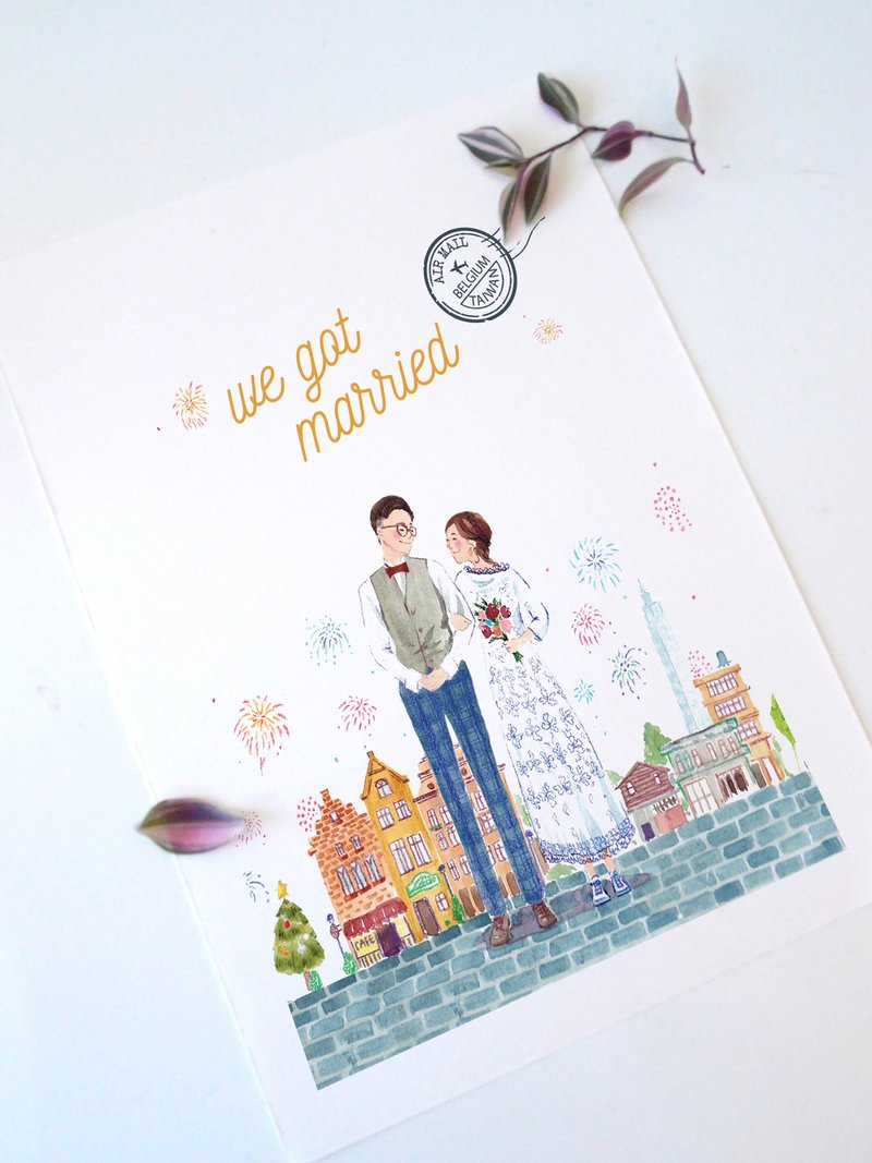 圣诞礼品/定制化插图/人物肖像/圣诞礼物 - 订制画像 - 纸 