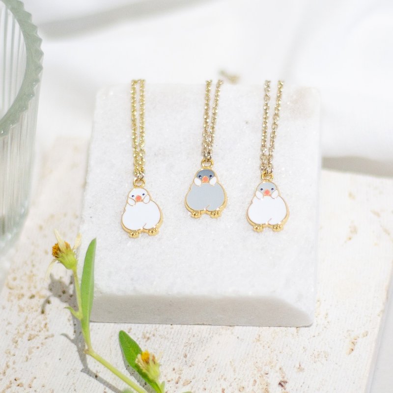 文鸟 手链 项链 银文鸟 白文鸟 生日礼物 - 手链/手环 - 珐琅 白色