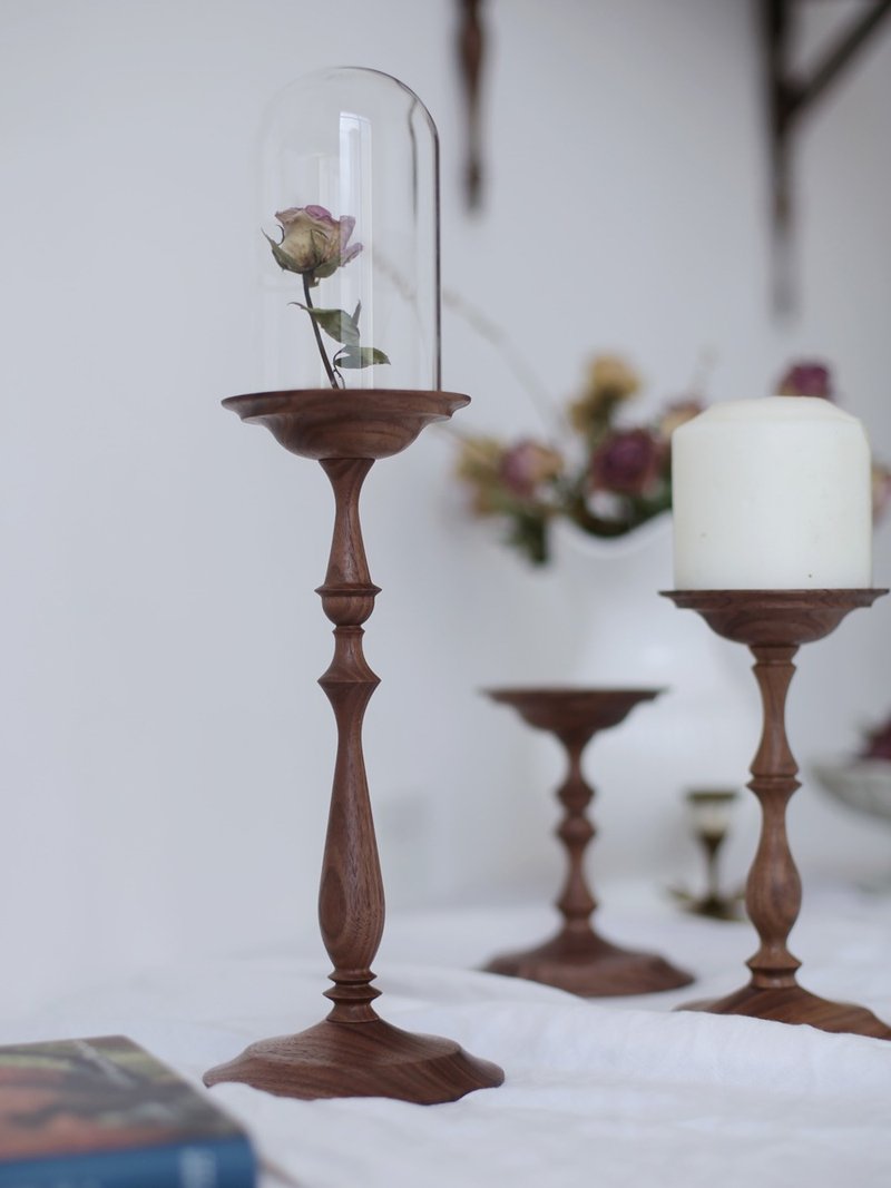 日式侘寂風格 实木烛台 香薰蜡烛 桌面小物展示架 - 蜡烛/烛台 - 木头 