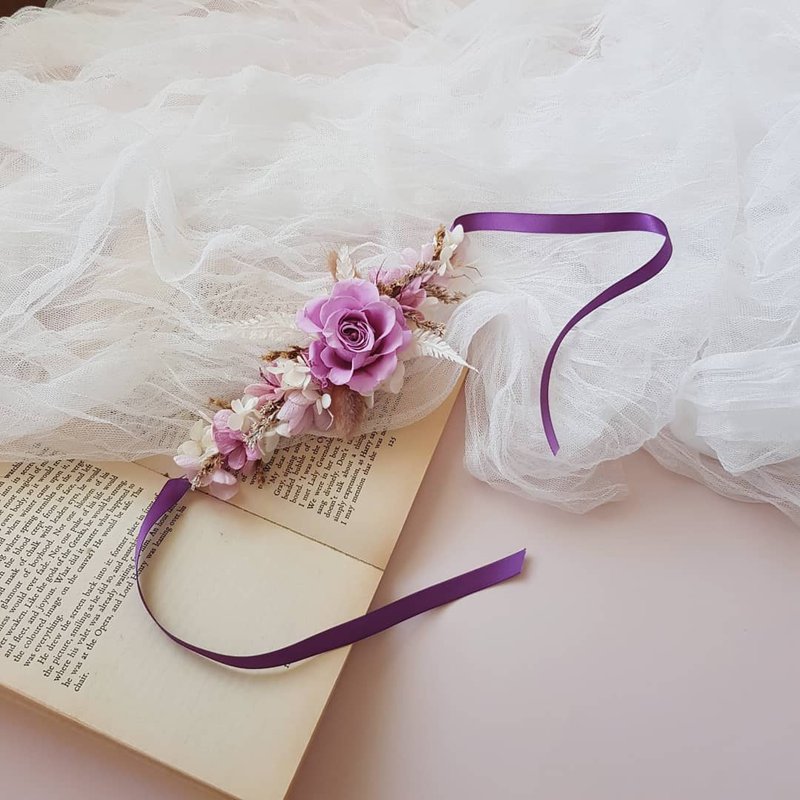 紫霞手腕花_永生花 婚礼 婚礼配件 伴娘 新娘 拍摄 外拍 - 胸花/手腕花 - 植物．花 紫色