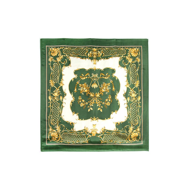 Back to Green - 古典丝巾 翠绿金边花束 /vintage scarfs - 丝巾 - 丝．绢 