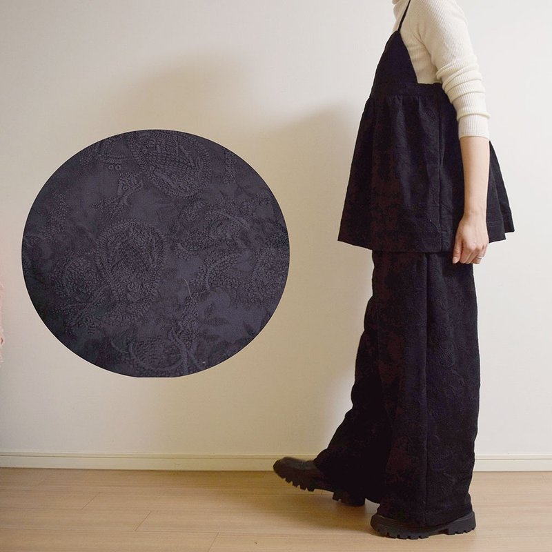 佩斯利图腾满绣, 棉麻植物印花缇花, 背心, 细肩带上衣, 黑色 - 女装背心 - 棉．麻 黑色