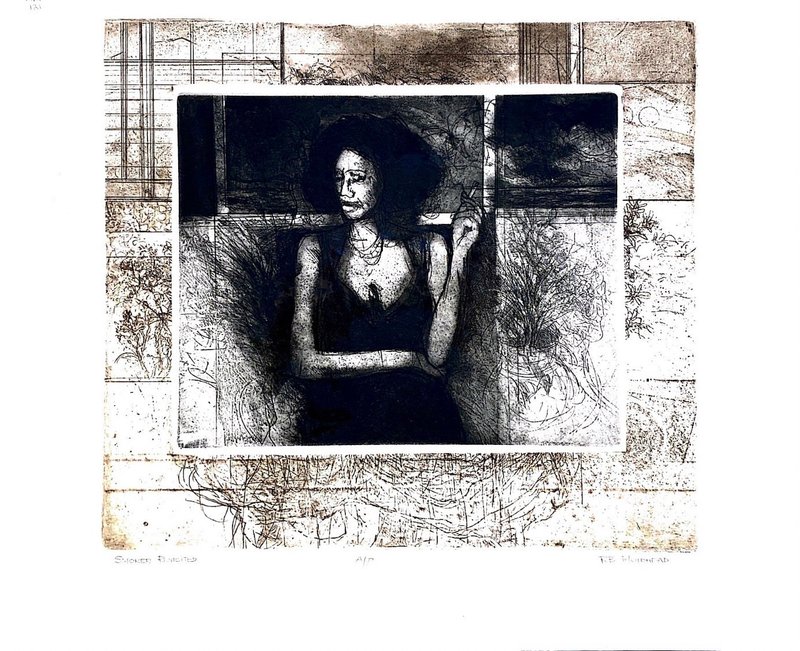 Robert B. Muirhead  -艺术家签名版画 - SMOKER REVISITED - 海报/装饰画/版画 - 纸 白色