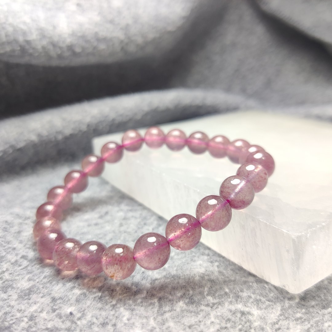 【订制品】草莓晶 士多啤梨晶  6-12mm  天然水晶 手串 - 手链/手环 - 水晶 粉红色