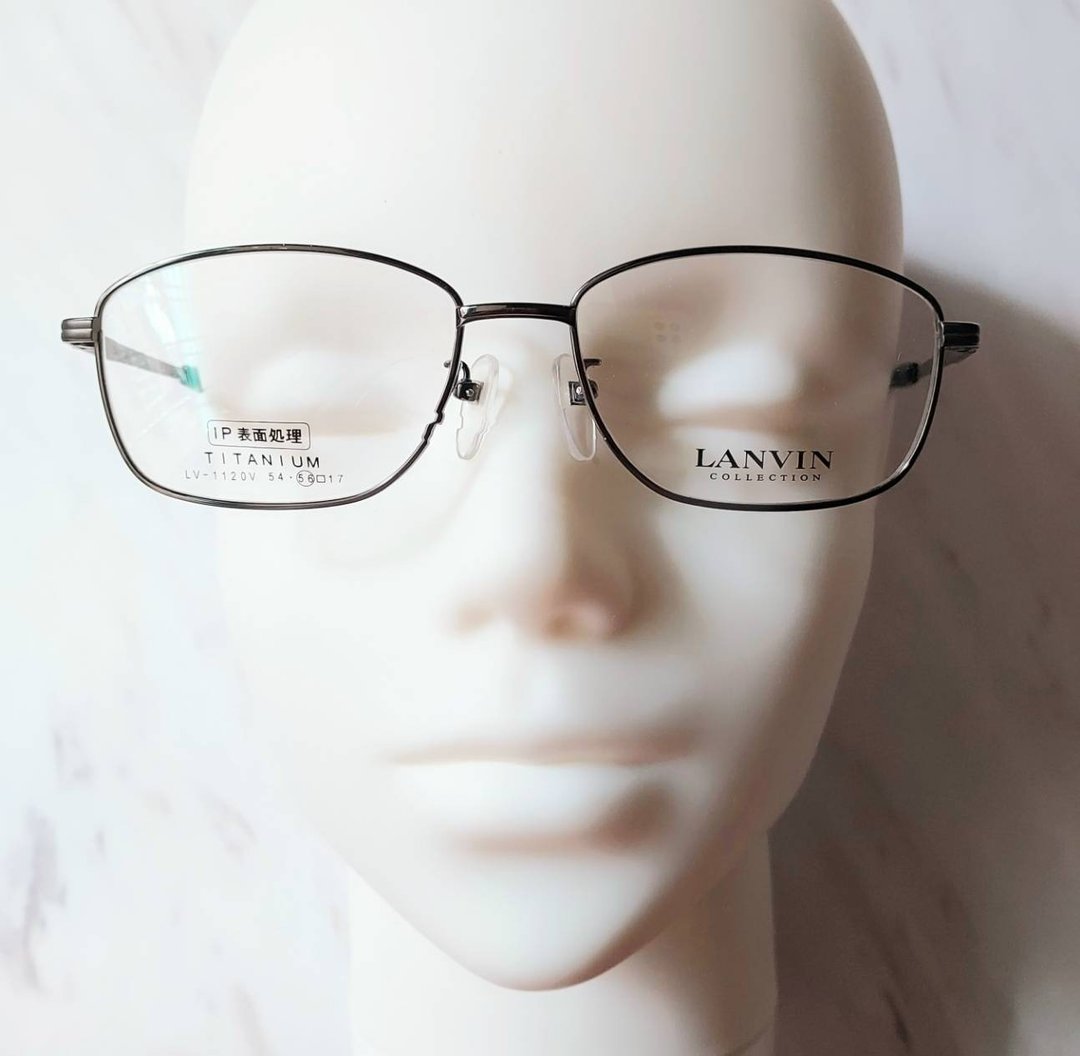 法国Lanvin 钛合金 古铜镜面金属 镶嵌logo超弹性金属镜框眼镜 - 眼镜/眼镜框 - 其他金属 黑色