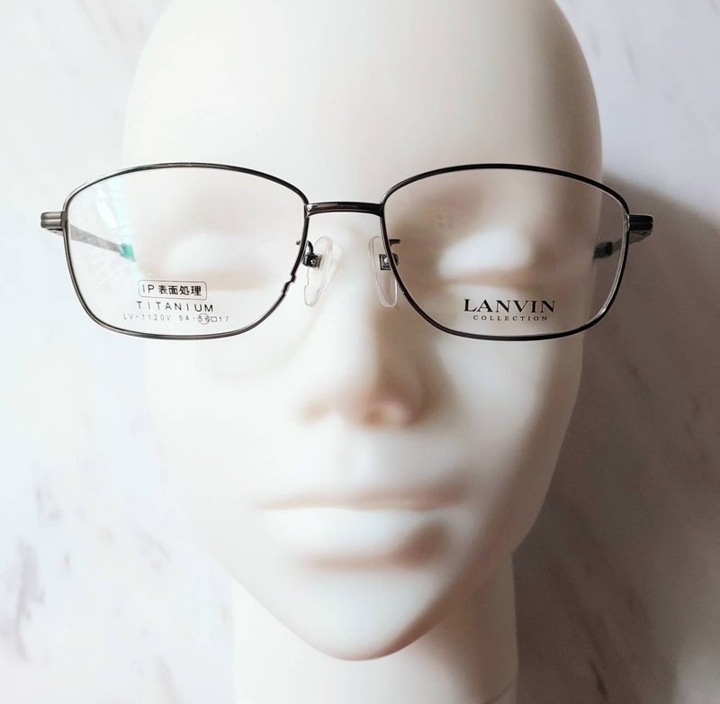 法国Lanvin 钛合金 古铜镜面金属 镶嵌logo超弹性金属镜框眼镜 - 眼镜/眼镜框 - 其他金属 黑色