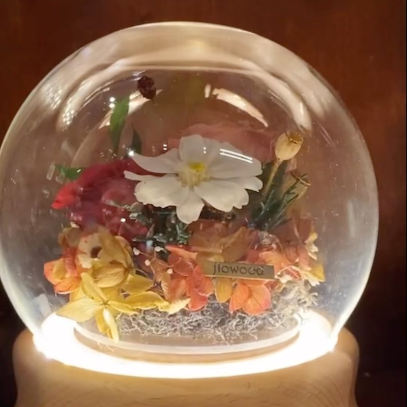 蓝牙音箱 夜灯 旋转 永生花 - 干燥花/捧花 - 植物．花 粉红色